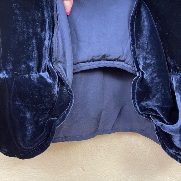 Rails Audrina Navy Silk Blend Slip Crushed Velvet Mini Dress Size Small Women - Picture 7 of 11